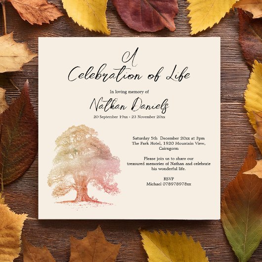 Herfst Eikenboom Viering van het Leven Kaart