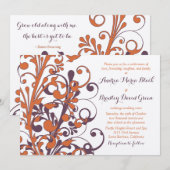 Herfst Elegant Abstracte Floral Wedding Kaart (Voorkant / Achterkant)