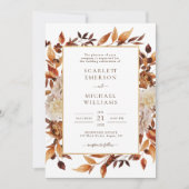 Herfst Elegant Leaves Wedding Kaart (Voorkant)
