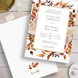 Herfst Elegant Leaves Wedding Kaart