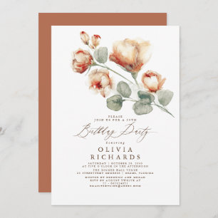 Herfst Elegant Romantic Floral Birthday Kaart