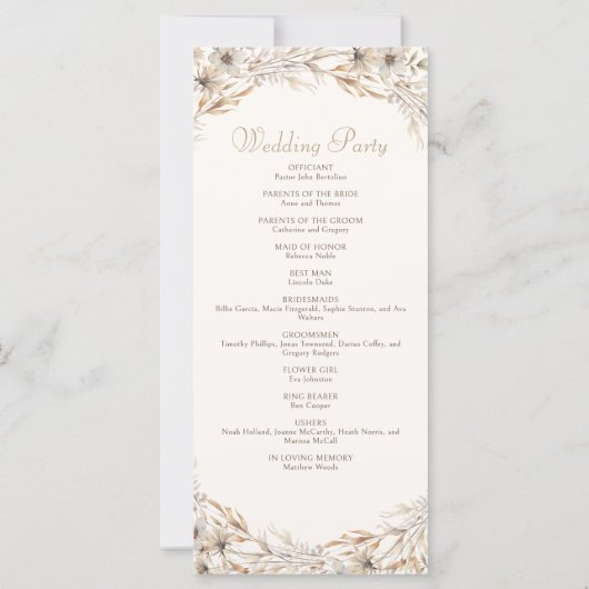 Herfst Elegant Wildflowers Trouwprogramma (Achterkant)