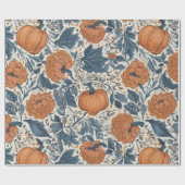 Herfst Elegante Abstracte bladeren pompoenbloem Cadeaupapier (Vlak)