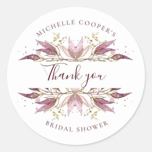 Herfst Elegantie Dank U Ronde Sticker (Voorkant)