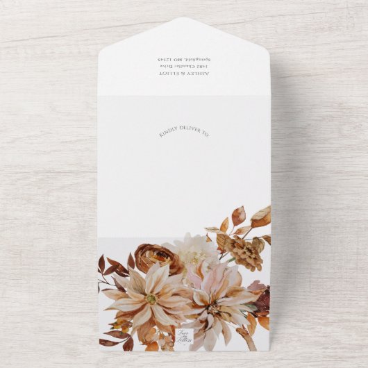 Herfst Elegantie, Herfst bruiloft All In One Uitnodiging (Buitenkant)