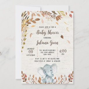 Herfst Elephant Baby shower Kaart