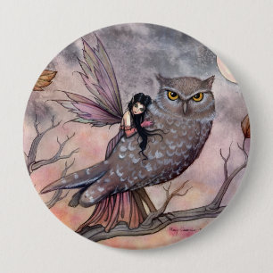 Herfst Elf en Uil Knop Ronde Button 4,0 Cm