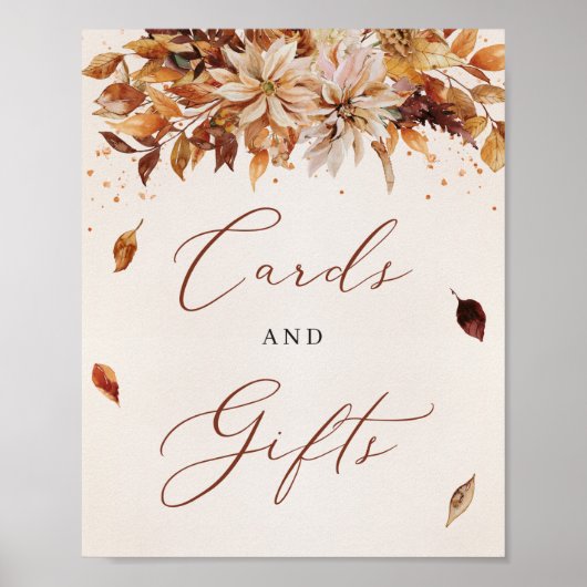 Herfst en Autumn Boho Bruiloft Borrel Aftellen Bor Poster (Voorkant)