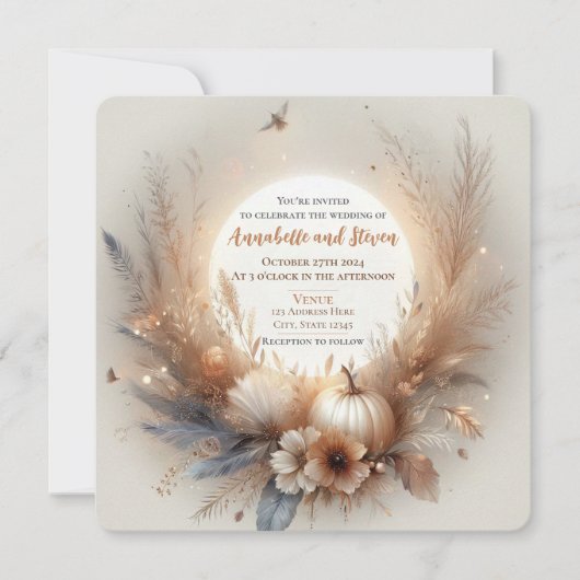 Herfst en herfstbruiloft kaart (Voorkant)