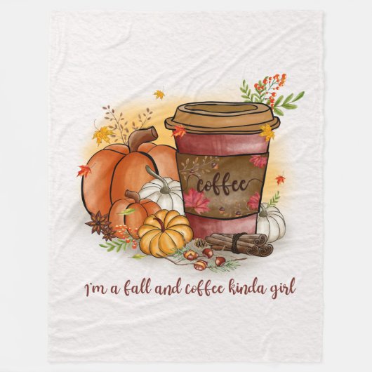Herfst en koffiemeisje Fleece Blanket (Voorkant)