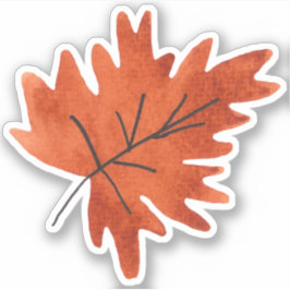 Herfst en najaar Waterverf Greenery Oranje bladere Sticker