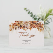 Herfst- en najaarsbloemen terracotta roestige kleu bedankkaart (Staand voorkant)