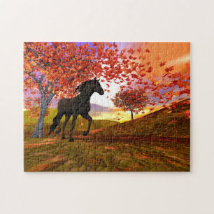 Herfst en Paard Legpuzzel