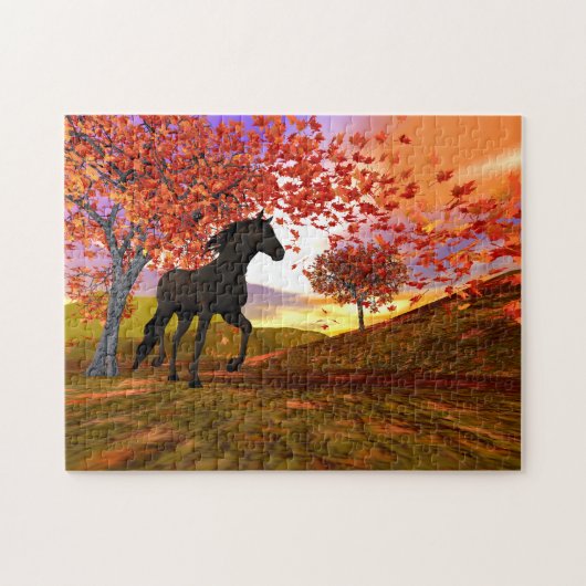 Herfst en Paard Legpuzzel (Horizontaal)