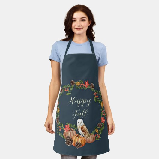 Herfst en pompoenen met aanpasbare tekst schort (Gedragen)