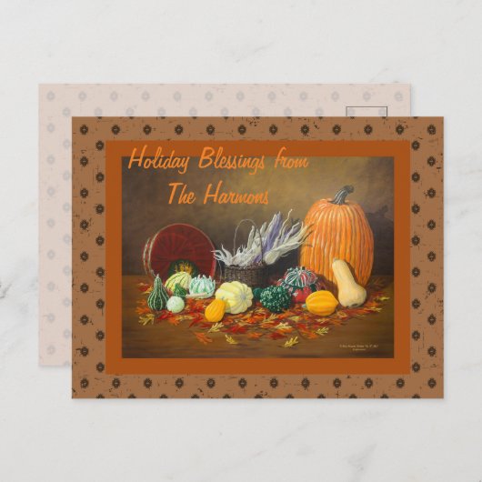 Herfst- en Thanksgiving-vieringskerstkaart Feestdagenkaart (Voorkant / Achterkant)