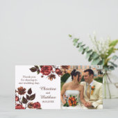 Herfst- en valbloemen bruiloft bedankkaart (Staand voorkant)