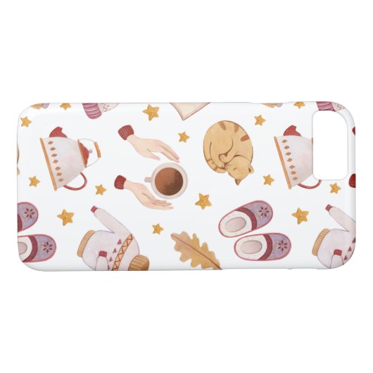 Herfst en Winter Cat iPhone Case (Achterkant (Horizontaal))