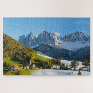 Herfst en winter in de bergen van Dolomites Legpuzzel