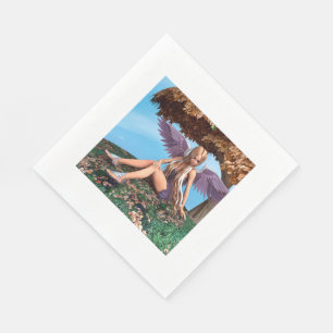Herfst engel bos fantasie kunst servet