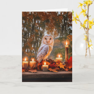 Herfst Equinox Kerkuil en Kaarsen Herfstkleuren Kaart