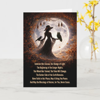 Herfst Equinox Mabon Boho Dame Raven Uil Maan Kaart