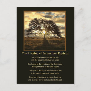 Herfst Equinox Mabon Eik Boom Zegen Briefkaart