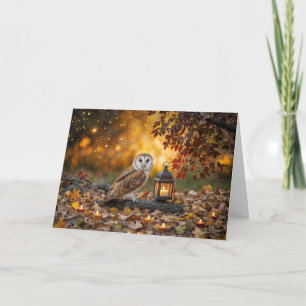 Herfst Equinox met Uil Kaarsen Loof Kaart