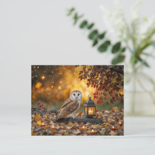 Herfst Equinox Mysterieuze Uil en Lantaarn Feestdagenkaart