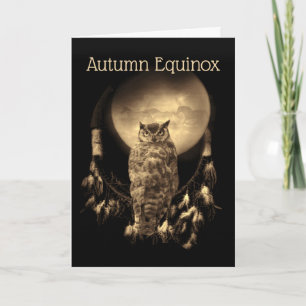 Herfst Equinox Uil Maan Paarden Droomvanger Kaart