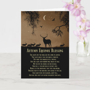 Herfst Equinox Zegeningen Met Eland en Maan Kaart