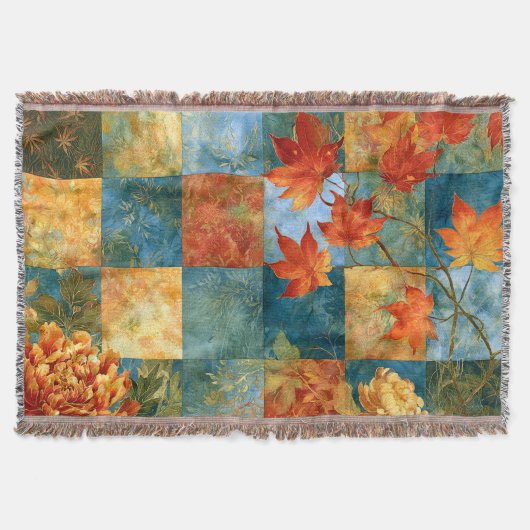 Herfst Esdblad Botanische Patchwork Deken (Voorkant)