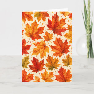 Herfst Esdblad Patroon   Val Oranje Rood blad Kaart