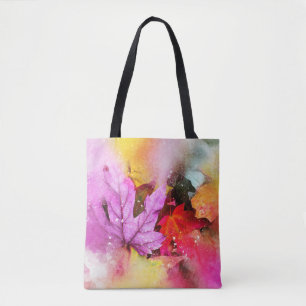 Herfst esdoorbladeren waterverf herfstpastel draagtas