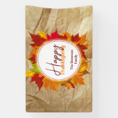 Herfst esdoorn bladeren op papier textuur Thanksgi Spandoek (Verticaal)