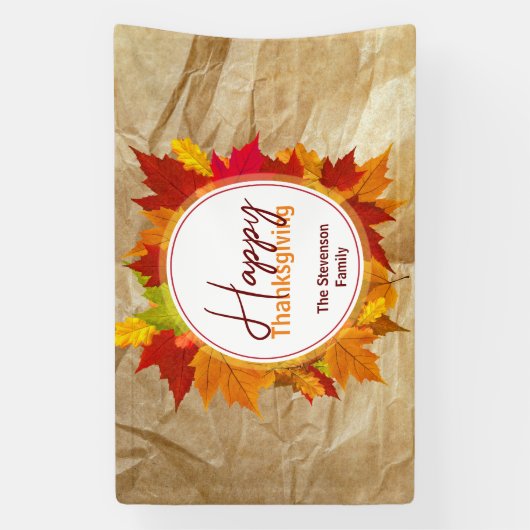 Herfst esdoorn bladeren op papier textuur Thanksgi Spandoek (Verticaal)