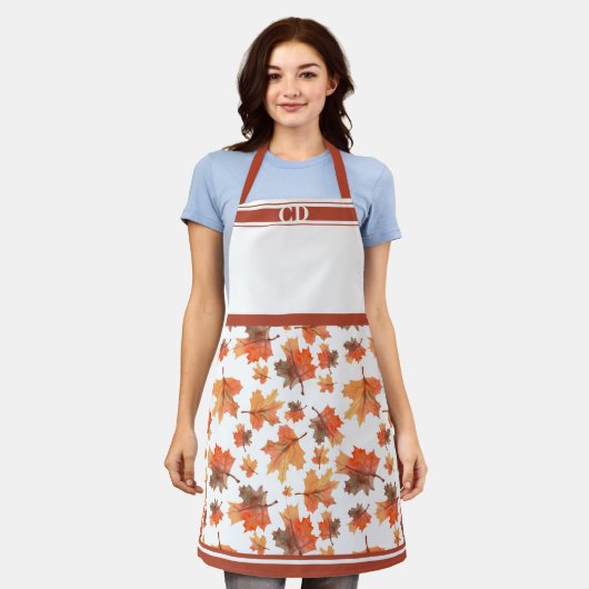 Herfst esdoorn laat all-over print monogram Schort (Gedragen)