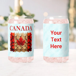 Herfst Esdoornblad Canadese Vlag Blikvorm Glas