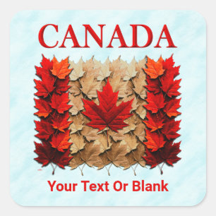 Herfst Esdoornblad Canadese Vlag Vierkante Sticker