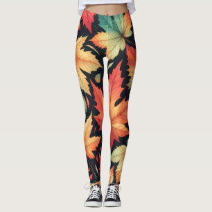 Herfst Esdoornbladeren Kleurrijk Patroon Leggings