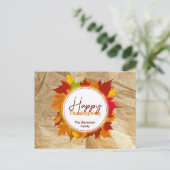 Herfst esdoornbladeren op papierstructuur Thanksgi Briefkaart (Staand voorkant)