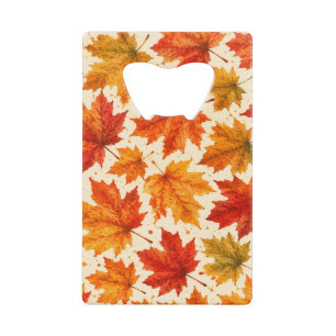 Herfst Esdoornbladeren Patroon Val Oranje Rood B Kredietkaart Flessenopener