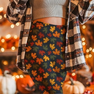 Herfst Esdoornbladeren Val Blauw Leggings
