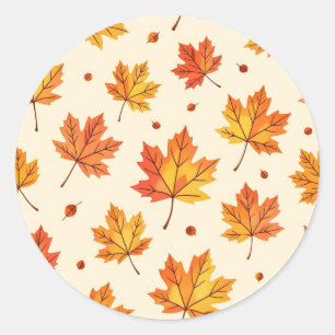 Herfst esdoornbladeren vallend patroon ronde sticker