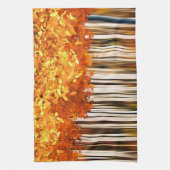 Herfst esdoornbos gestreept sinaasappel grijs theedoek (Verticaal)