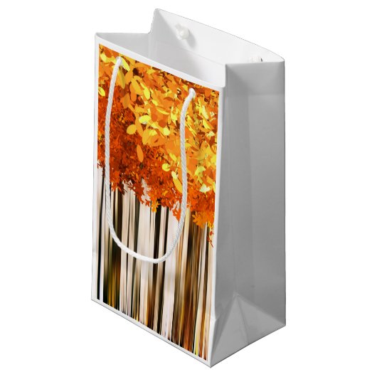 Herfst esdoornbos herfst bossen sinaasappel grijs klein cadeauzakje (Voorkant Gekanteld)