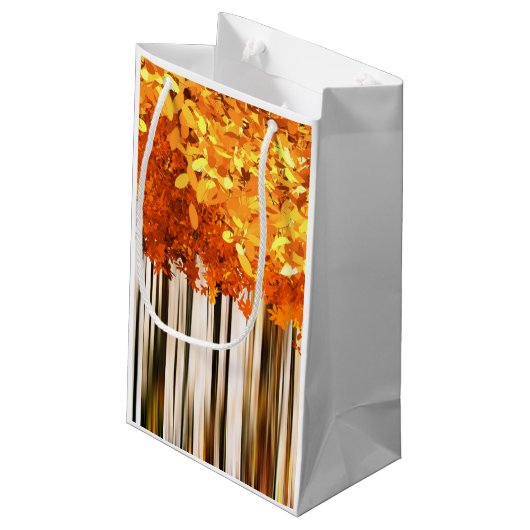 Herfst esdoornbos herfst bossen sinaasappel grijs klein cadeauzakje (Achterkant Gekanteld)