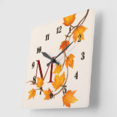 Herfst Esdorenbladeren Tak Vierkante Klok (Hoek)