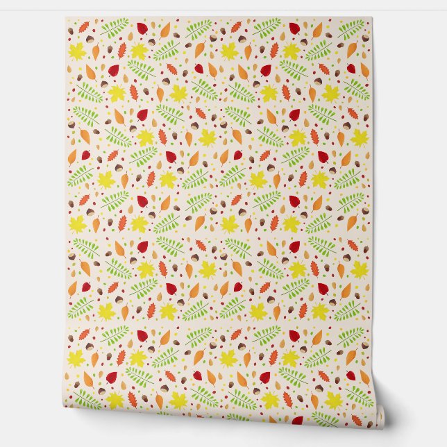 Herfst esthetisch patroon met herfstbladeren en no behang (Afrollen)