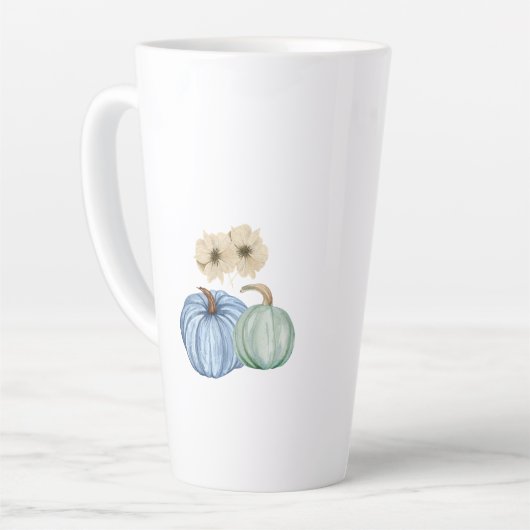 Herfst esthetische pompoenen en bloemen latte mok (Linkerhoek)